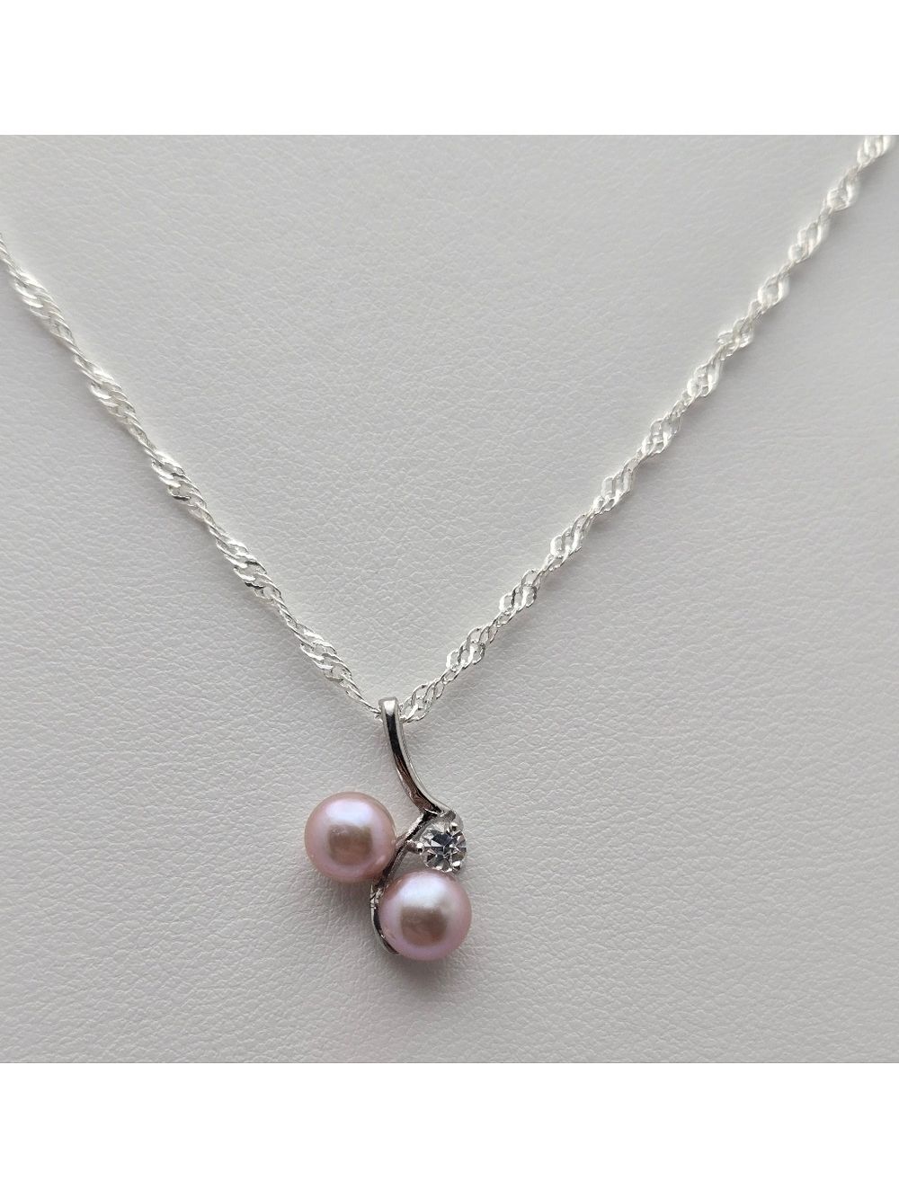 Freshwater Pink Real Pearl Necklace 18” Silver Plated Twisted Chain NWOT